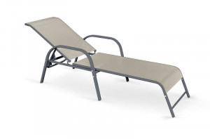 SEZLONG MOSLER, BEJ/GRI, DIN PLASA SI CADRU DIN METAL, STIL MODERN
