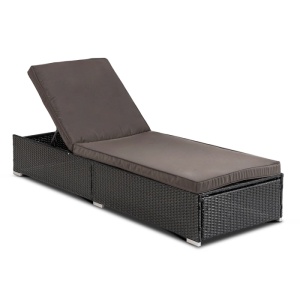 SEZLONG PLAJA, ARTIM MEBLE, REALIZAT DIN TEHNORATAN SI TEXTIL, CULOARE NEGRU/MARO, STIL MODERN - Img 8