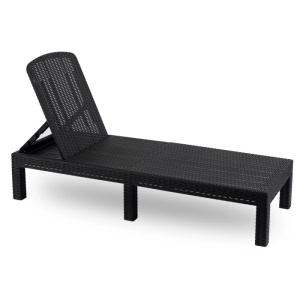 SEZLONG PLAJA PLIABIL, ARTIM MEBLE, REALIZAT DIN TEHNORATAN, CULOARE NEAGRA, STIL MODERN - Img 4