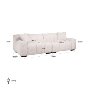 SOFA CHARELLE LOVELY 11 CREM, S4727, CONFECTIONAT DIN PLACAJ, PIN, SPUMA, LEMN DE MESTEACAN, RICHMOND INTERIOR - Img 4