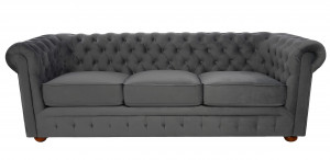 SOFA CHESTERFIELD 220CM DIN STOFA GRI INCHIS DE LUX DESIGN DEOSEBIT - Img 1