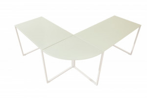 STOC 1 BUC! RESIGILAT! BIROU BIG DEAL 38847 ALB, DIN STICLA SECURIZATA SI METAL STIL MODERN - Img 6