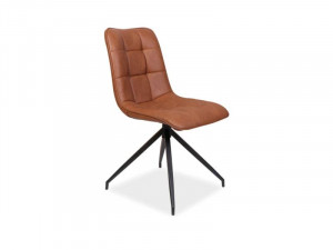 STOC 1 BUC!!! SCAUN DINING OLAF , MARO/NEGRU CU TAPITERIE DE PIELE ECO, STIL VINTAGE SIGNAL