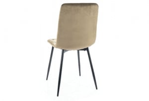 STOC 1 BUC - SCAUN DINING, OLIVE BLUVEL 77/NEGRU MAT, TAPITERIE DIN CATIFEA SI PICIOARE DIN METAL, STIL MODERN - Img 2