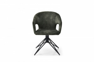 STOC 2 BUC!!! SCAUN ROTATIV PIVOTANT, ETERNITY, TAPITERIE CATIFEA VERDE INCHIS, DESIGN RETRO - Img 2