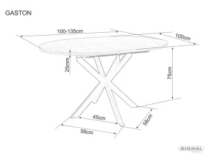 STOC!!! MASA DINING EXTENSIBILA GASTON, 100/135 CM, EFECT DE MARMURA NEAGRA/NEGRU, BLAT DIN MDF SI PICIOARE DIN METAL, PRODUS RESIGILAT - Img 6