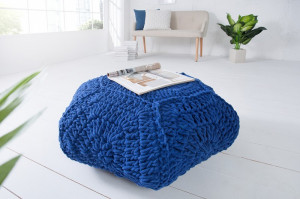 TABURET ALBASTRU INCHIS DIN BUMBAC TRICOTAT MANUAL COSY IV 37755 - Img 3