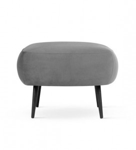 TABURET BUENO, GRI/NEGRU, TAPITERIE DIN CATIFEA SI PICIOARE DIN METAL, STIL MODERN - Img 2