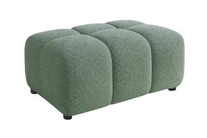 TABURET CONFORTABIL CLOUD 100CM, REALIZAT DIN LEMN SI MATERIAL BOUCLE, CULOARE VERDE SALVIE