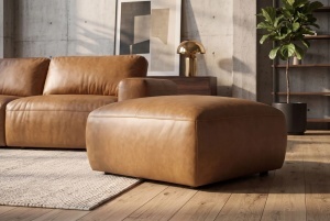 TABURET ELEGANT BIG GEORGE 95CM, REALIZAT DIN LEMN SI PIELE ECO, CULOARE MARO, INVICTA INTERIOR