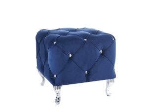 TABURET HESTIA K, ALBASTRU BLUVEL 86/CROM, TAPITERIE DIN CATIFEA SI CADRU DIN METAL, STIL MODERN
