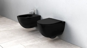 VAS DE TOALETA SUSPENDAT REA CARLO MINI RIMLESS FLAT, NEGRU MAT, DIN CERAMICA, CALITATE SUPERIOARA - Img 3