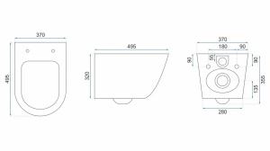 VAS DE TOALETA SUSPENDAT REA CARLOS SLIM RIMLESS, AIAX SHINY, DIN CERAMICA, CALITATE SUPERIOARA - Img 5