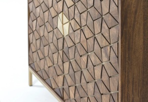VITRINA BORA BORA 100CM, REALIZATA DIN LEMN DE MANGO SI METAL, CULOARE NUC/AURIU, STIL RUSTIC/MODERN, GINER Y COLOMER - Img 5