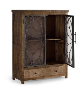 VITRINA BROOME 100CM, REALIZATA DIN LEMN DE MANGO SI METAL, CULOARE MARO ANTICHIZAT, STIL INDUSTRIAL MODERN, GINER Y COLOMER - Img 3