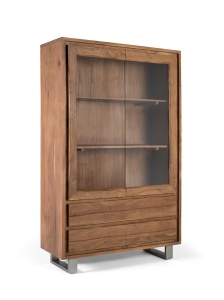 VITRINA CONTEMPORANY 120CM, REALIZATA DIN LEMN DE SALCAM SI METAL, CULOARE NATUR, STIL RUSTIC, GINER Y COLOMER