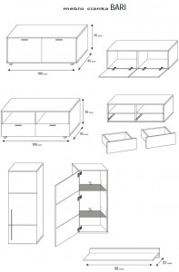 ANSAMBLU TV CU LEDURI BARI KM ALB/NEGRU DESIGN MODERN - Img 3