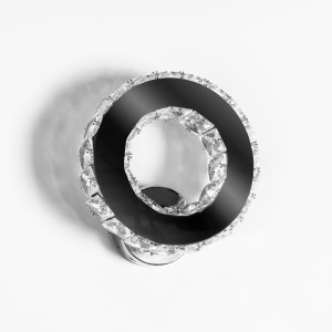 APLICA CRYSTAL ROUND APP413-W, APP414-W, 21.5X21.5 cm, NEGRU/ARGINTIU, DIN METAL SI CRISTALE, STIL MODERN, TU - Img 3