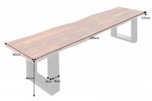 BANCUTA, GENESIS 180CM, DIN LEMN MASIV SI METAL, DESIGN INDUSTRIAL - Img 6