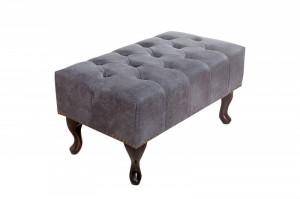 BANCUTA/TABURET, DESIGN ENGLEZESC, CHESTERFIELD, GRI , 80CM