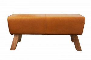 BANCUTA, TURNBOCK 100CM, PIELE NATURALA SI PICIOARE DIN LEMN, CULOARE COGNAC, COD 42698, STIL RETRO - Img 4
