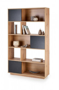 BIBLIOTECA REG23, STEJAR WOTAN/NEGRU, DIN FURNIR, STIL MODERN, HALMAR