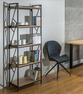 BIBLIOTECA TABLO R5, STEJAR/NEGRU, DIN MDF SI METAL, STIL MODERN, SIGNAL - Img 1