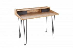BIROU 110CM ASPECT STEJAR, STUDIO, DIN METAL SI MDF, STIL INDUSTRIAL - Img 6