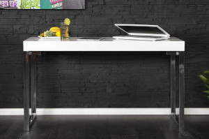 BIROU 120X40CM, WHITE DESK, DIN MDF, DESIGN MODERN - Img 4