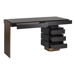 BIROU ALEXANDER JONES, CU SERTARE, CONFECTIONATA DIN MDF SI OTEL INOXIDABIL, STIL MODERN - Img 4