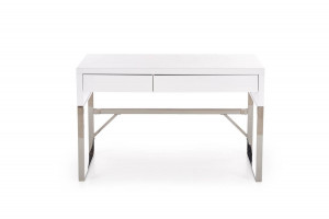BIROU B32, ALB/CROM, DIN MDF LACUIT SI PICIOARE DIN METAL, STIL MODERN - Img 6