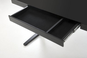 BIROU B52, CU FUNCTIE DE REGLARE A INALTIMII, ECRAN TACTIL SI PORT USB, NEGRU, DIN METAL SI STICLA, STIL MODERN - Img 5
