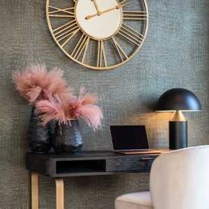 BIROU BLACKBONE BRASS, 140 CM, NEGRU/AURIU ANTICHIZAT, DIN FURNIR DE STEJAR SI METAL, RICHMOND INTERIORS - Img 6