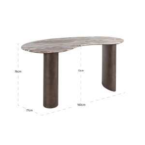 BIROU BRANDO BLUSH 214331, CONFECTIONAT DIN MARMURA, MDF SI OTEL INOXIDABIL CULOAREA BRONZ/ASPECT DE MARMURA, STIL MODERN - Img 6
