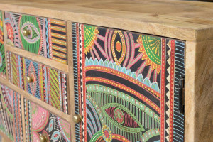 BUFET 100CM, MARO/MULTICOLOR, PICTAT MANUAL, DIN LEMN DE MANGO, GINER Y COLOMER - Img 4