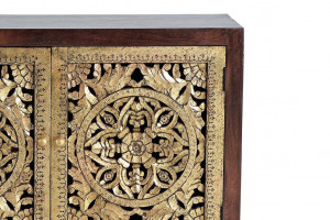 BUFET 110CM, MARO/AURIU, DIN LEMN DE MANGO SCULPTAT, GINER Y COLOMER - Img 4
