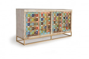 BUFET 180CM, DIN LEMN MASIV DE MANGO SI METAL, MULTICOLOR, GINER Y COLOMER - Img 1