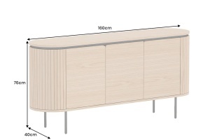 BUFET, ATELIER 160CM, FURNIR DE STEJAR SI PICIOARE DIN METAL, CULOARE NATUR, ARTIM GROUP SELECTION - Img 2