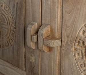BUFET DEOSEBIT, 110CM, LEMN MASIV DE TEC, CULOARE NATUR, FINISAJ RUSTIC, ARTIM GROUP SELECTION - Img 5