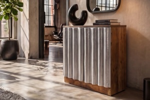 BUFET DEOSEBIT, ZALVERO 75CM, REALIZATA DIN LEMN DE MANGO SI METAL, ALUMINIU, CULOARE NATUR/ALUMINIU, INVICTA INTERIOR - Img 12