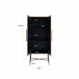 BUFET/DULAP IRONVILLE, 182 CM, 7570, NEGRU/AURIU ANTICHIZAT, DIN LEMN DE MESTEACAN SI METAL, STIL MODERN - Img 4