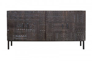 BUFET HIEROGLYPH 180CM, MARO/NEGRU, DIN LEMN MASIV DE MANGO, GINER Y COLOMER