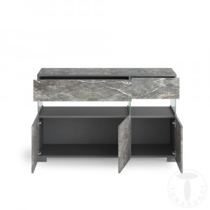 BUFET LIVING 129CM, FLOAT MARBLE, COD 5064, STIL MODERN, REALIZATA PANOURI LAMINATE, EFECT MARMURA - Img 3