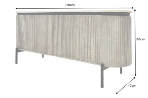 BUFET LIVING 170CM, ADLON, ALB/GRI, DIN LEMN MASIV DE MANGO, BLAT DE MARMURA SI METAL - Img 3