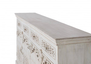 BUFET LIVING 180CM, ALB ANTICHIZAT, DIN LEMN DE MANGO, CU 4 USI, GINER Y COLOMER - Img 6