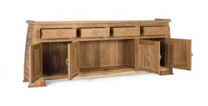 BUFET LIVING, 202CM, LEMN MASIV DE TEC, CULOARE NATUR, NOTE RUSTICE, ARTIM GROUP SELECTION - Img 3