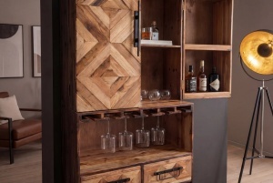 BUFET LIVING DEOSEBIT, BODEGA 160CM, REALIZAT DIN LEMN DE PIN SI METAL, CULOARE NATUR, ARTIM GROUP - Img 7