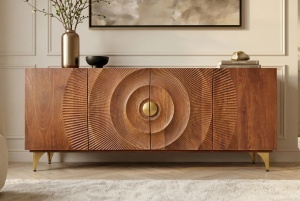 BUFET LIVING GOLDEN SUNSET 180CM, REALIZAT DIN LEMN DE MANGO, DE CULOARE MARO, MODEL 3D, ARTIM GROUP - Img 10