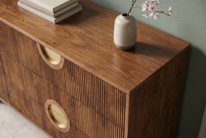BUFET LIVING, MADISON 180CM, REALIZAT DIN LEMN DE MANGO, CULOARE NATUR/AURIU, ARTIM GROUP - Img 5