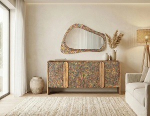 BUFET LIVING MOSAIC 161CM, DIN LEMN DE MANGO, CULOARE NATUR/MULTICOLOR, STIL ETNIC, ARTIM GROUP SELECTION - Img 2